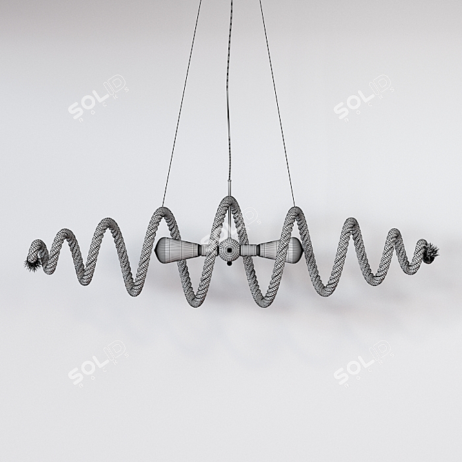 Vintage Rope Pendant Lamp 3D model image 3