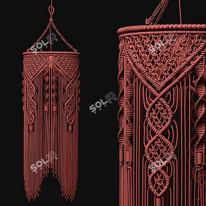 Boho Macrame Pendant Light 3D model image 2