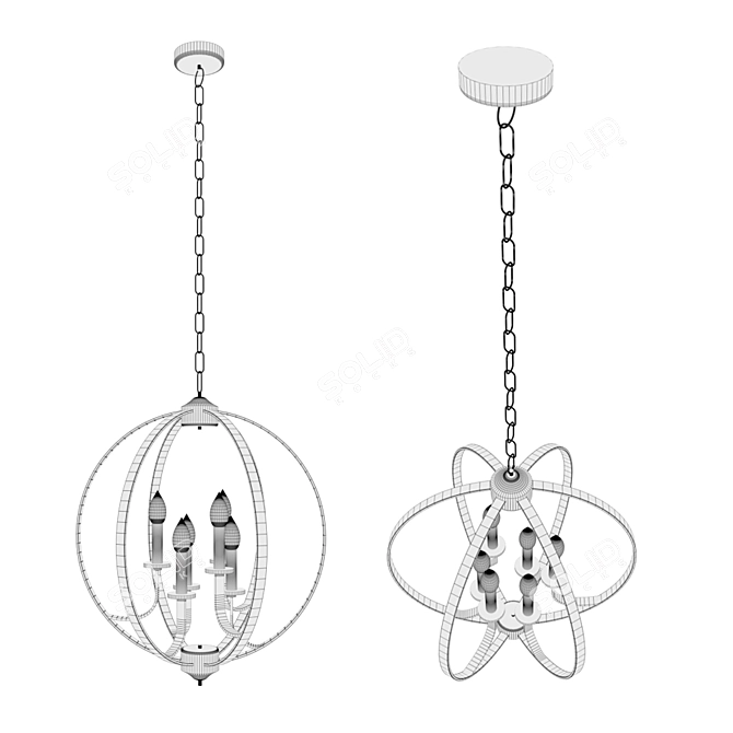 Elegant Glass Pendant Lamp 3D model image 3