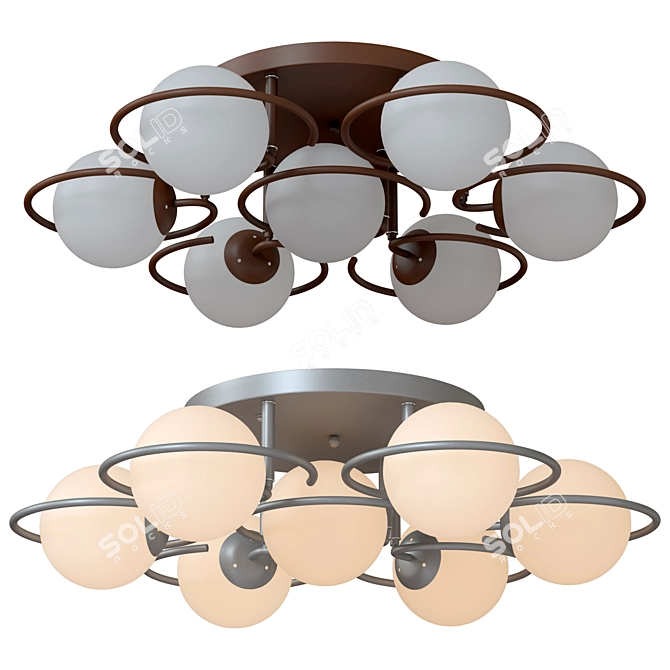 Modern Black and White Ring Chandelier 3D model image 1