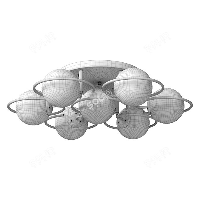 Modern Black and White Ring Chandelier 3D model image 3