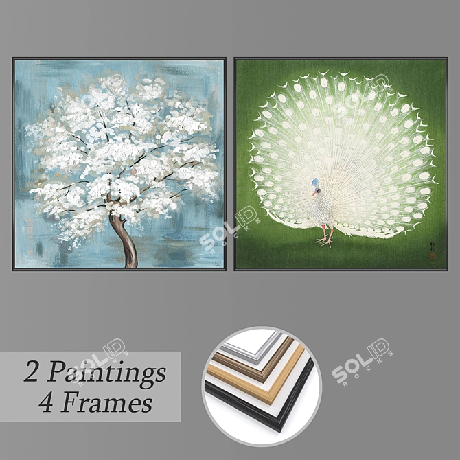 Elegant Set of Wall Paintings 3D model image 1