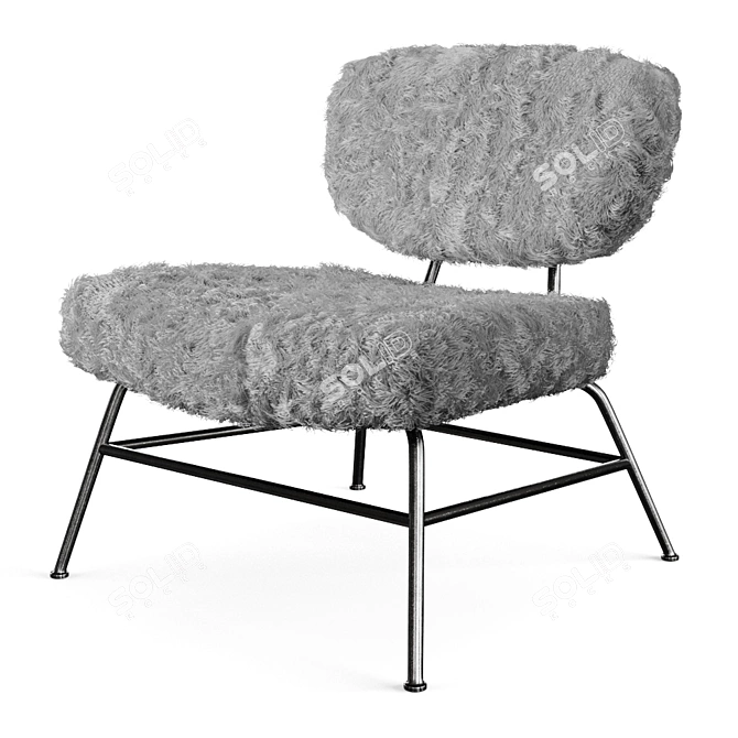 Cozy Faux Fur Armchair 3D model image 1