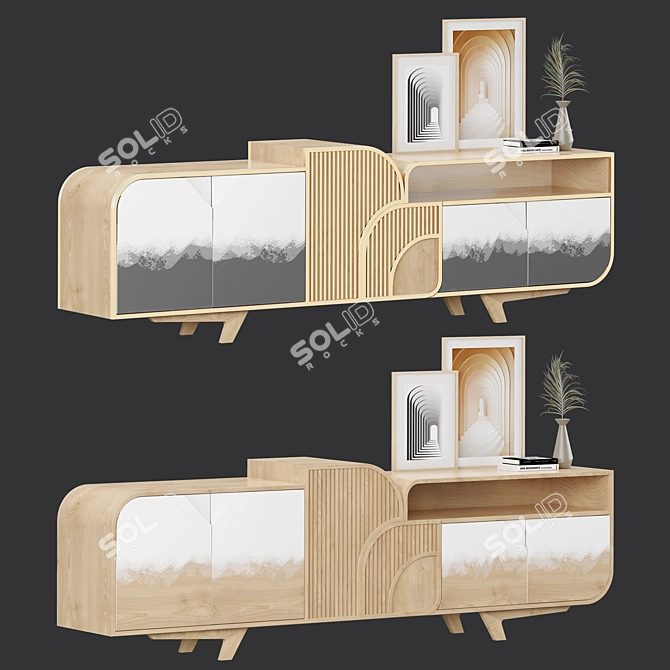 Elegant Sideboard & Decor Set 3D model image 2