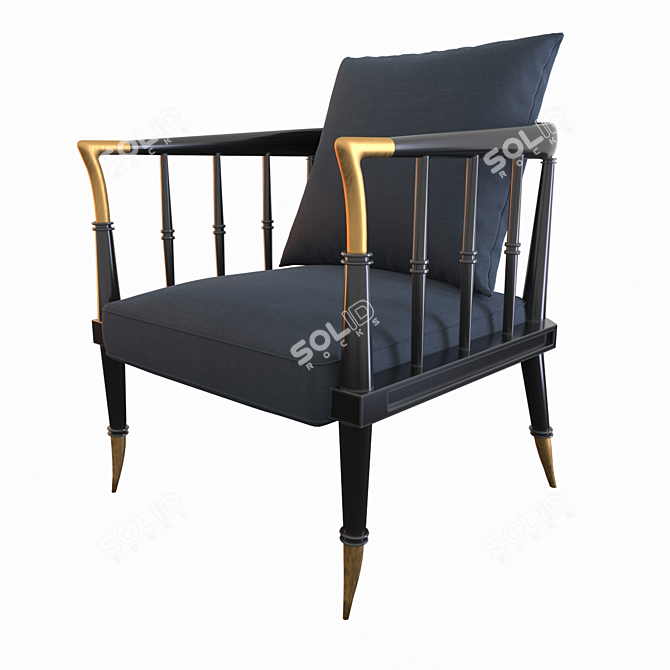 Vintage Brass-Accented Armchair 3D model image 1