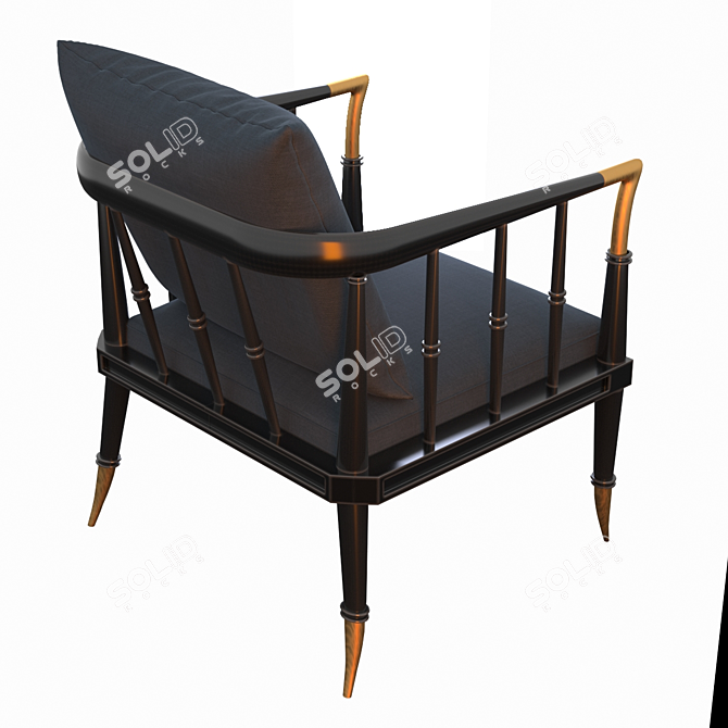 Vintage Brass-Accented Armchair 3D model image 2