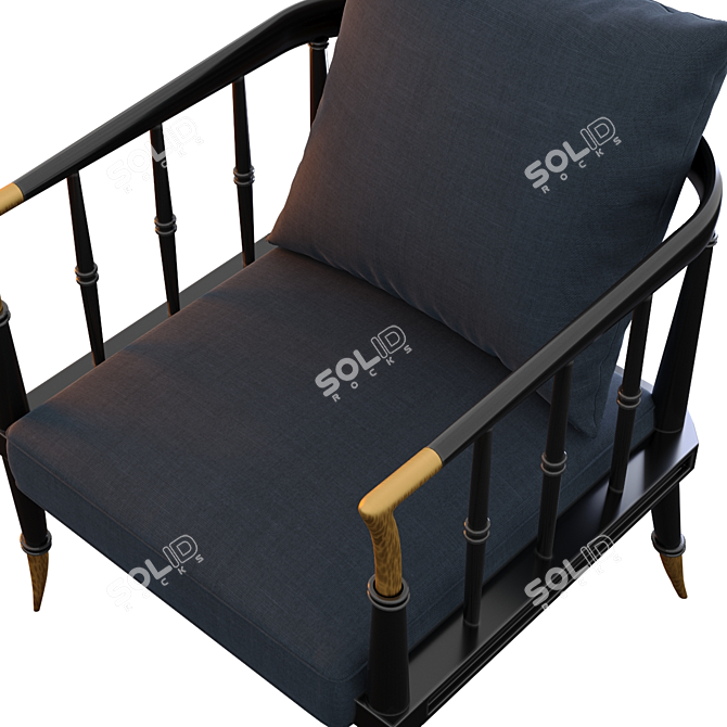 Vintage Brass-Accented Armchair 3D model image 3