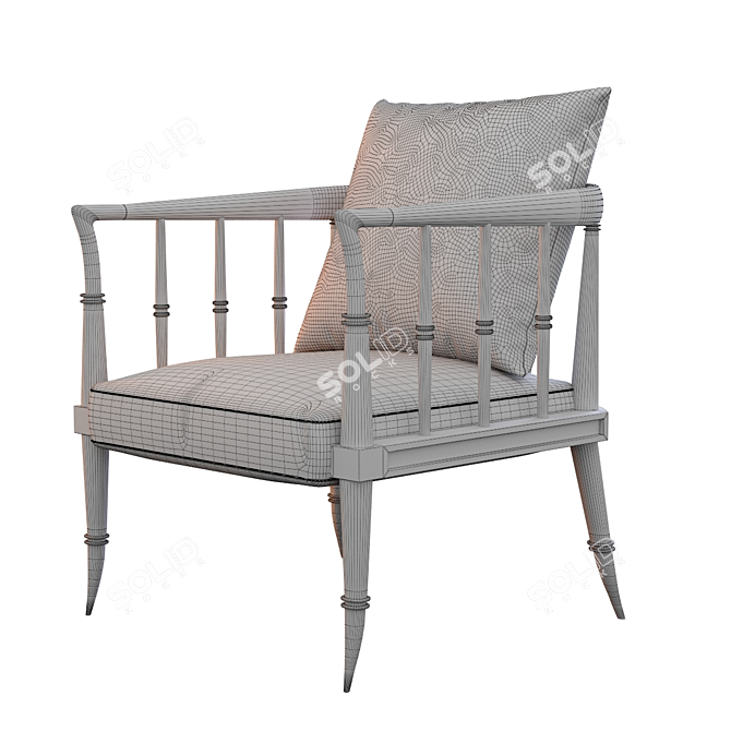 Vintage Brass-Accented Armchair 3D model image 4