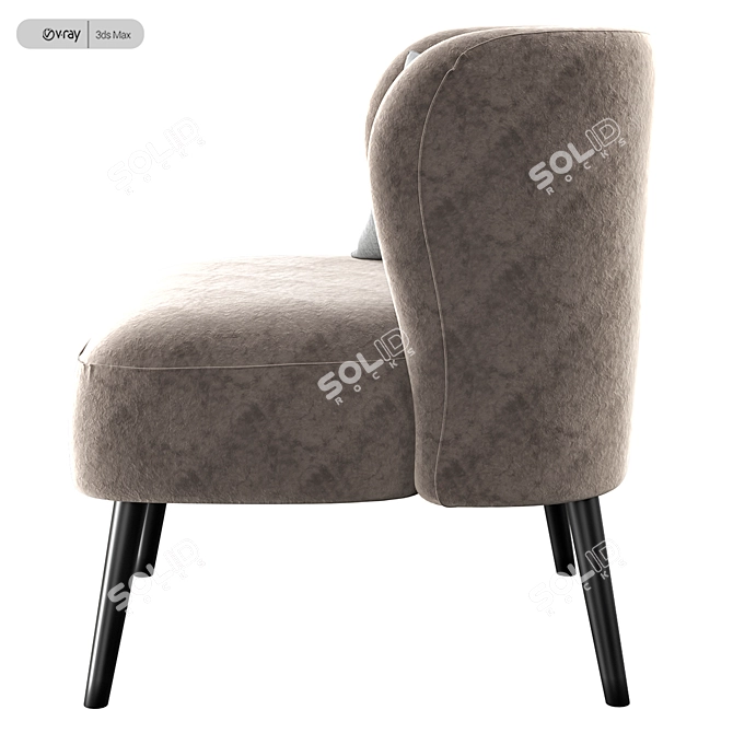 Sasha Espresso Velvet Chair 3D model image 2