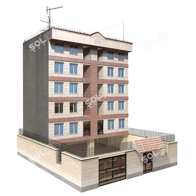 Realistic Low Poly Building Model 3D model image 1