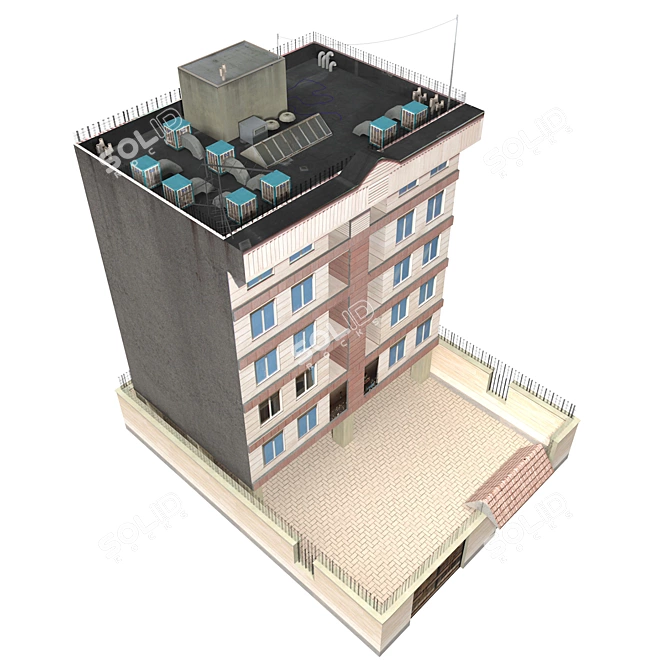 Realistic Low Poly Building Model 3D model image 3