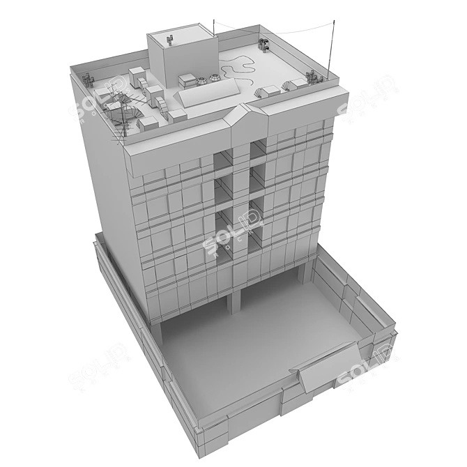 Realistic Low Poly Building Model 3D model image 5