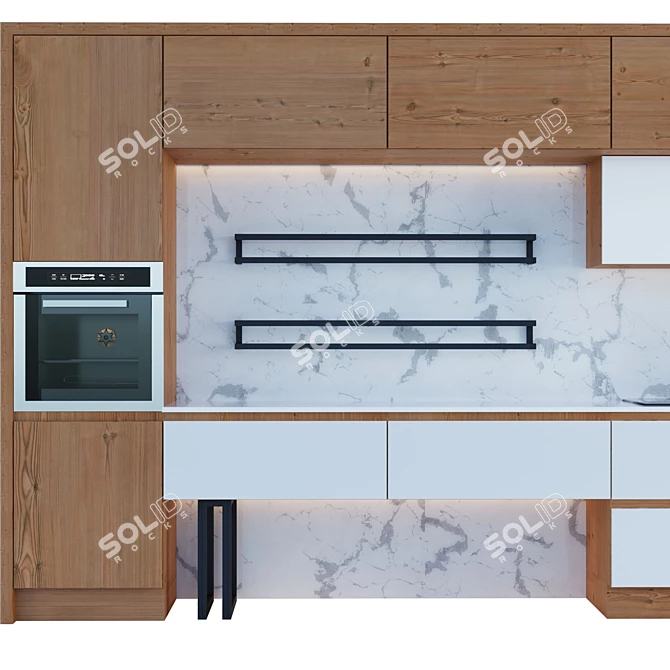 Modern Kitchen with Sink, Faucet, and Oven 3D model image 5