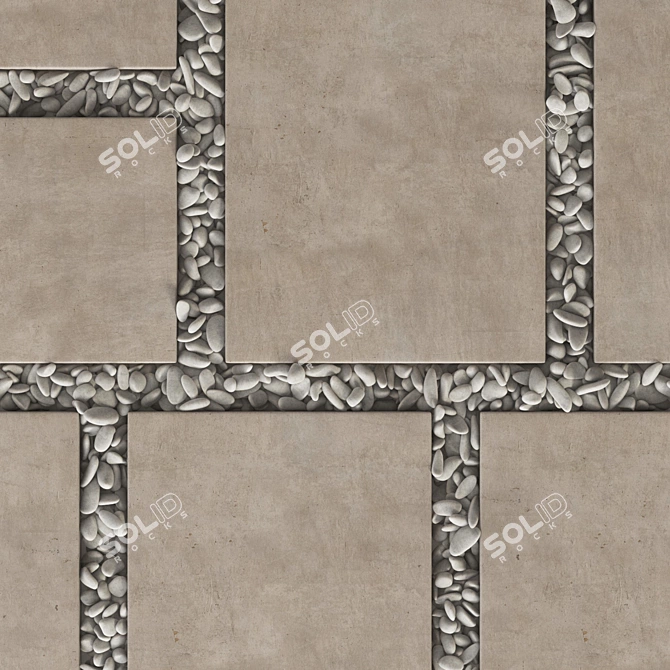 Smooth Pebble Paving Tiles 3D model image 3