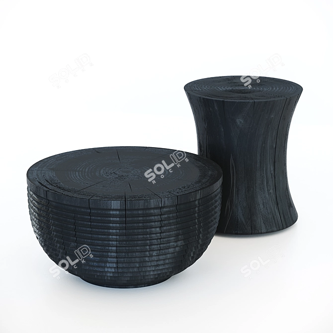 Sleek Duo Coffee Table Set 3D model image 2