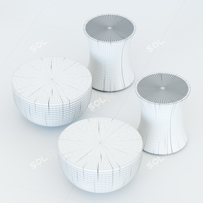 Sleek Duo Coffee Table Set 3D model image 4