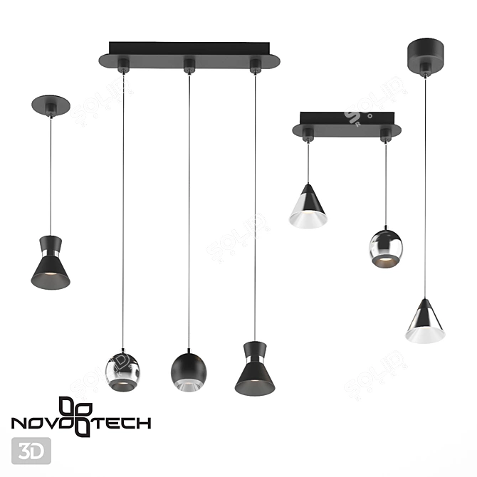 Modular Aluminum LED Luminaire: NOVOTECH COMPO 3D model image 1