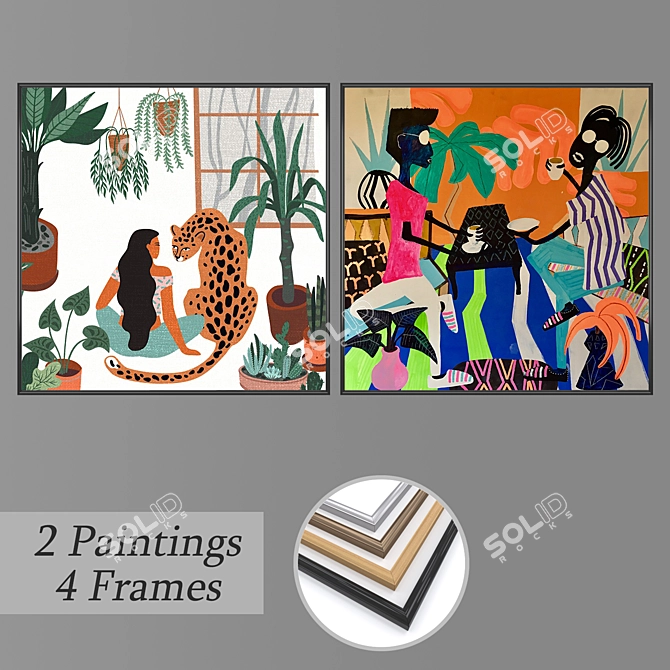 Modern Wall Art Set with Multiple Frame Options 3D model image 1