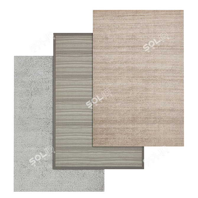 Luxury Carpets Set: High Quality Textures, 3 Variants 3D model image 1