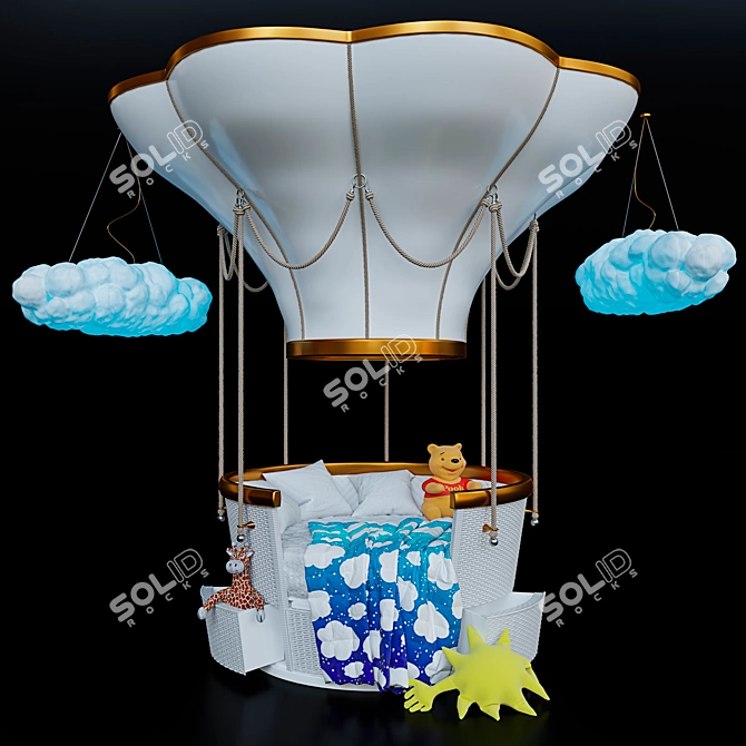 Fantasy Air Balloon Crib: Whimsical and Romantic Flight 3D model image 1