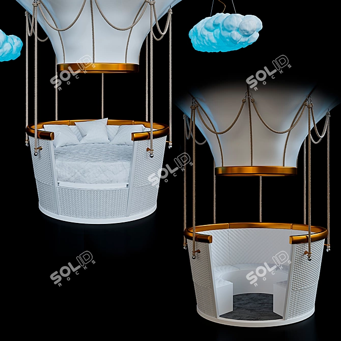 Fantasy Air Balloon Crib: Whimsical and Romantic Flight 3D model image 3