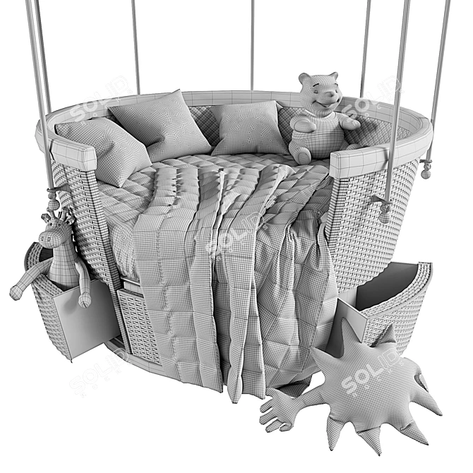 Fantasy Air Balloon Crib: Whimsical and Romantic Flight 3D model image 5