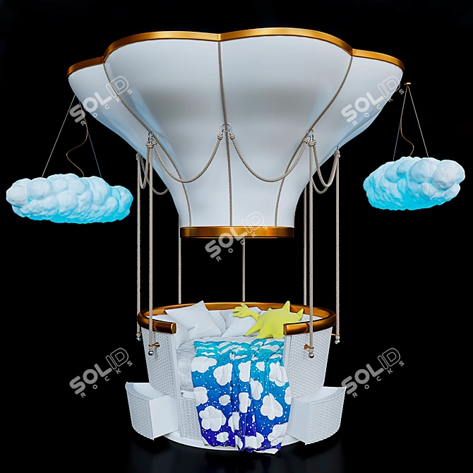 Fantasy Air Balloon Crib: Whimsical and Romantic Flight 3D model image 6