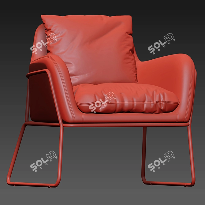Gray Velvet Modern Accent Chair 3D model image 3