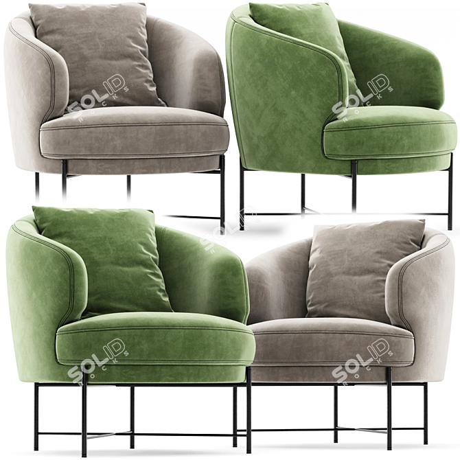 Elegant Emerald Velvet Accent Chair 3D model image 1