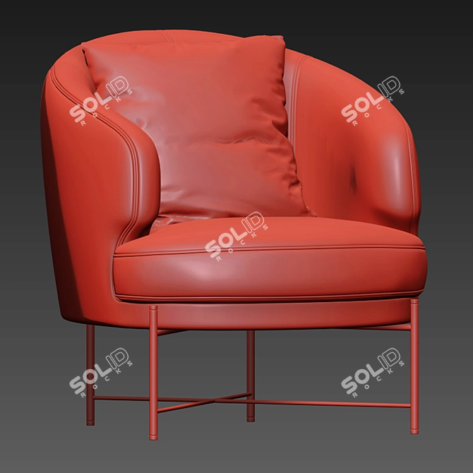 Elegant Emerald Velvet Accent Chair 3D model image 3