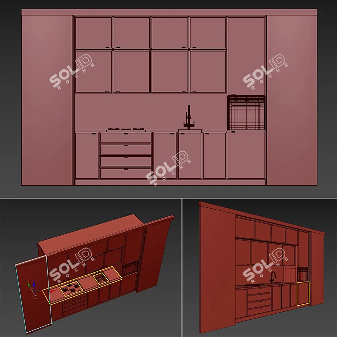 Sliding Hidden Kitchen Cabinet 3D model image 5