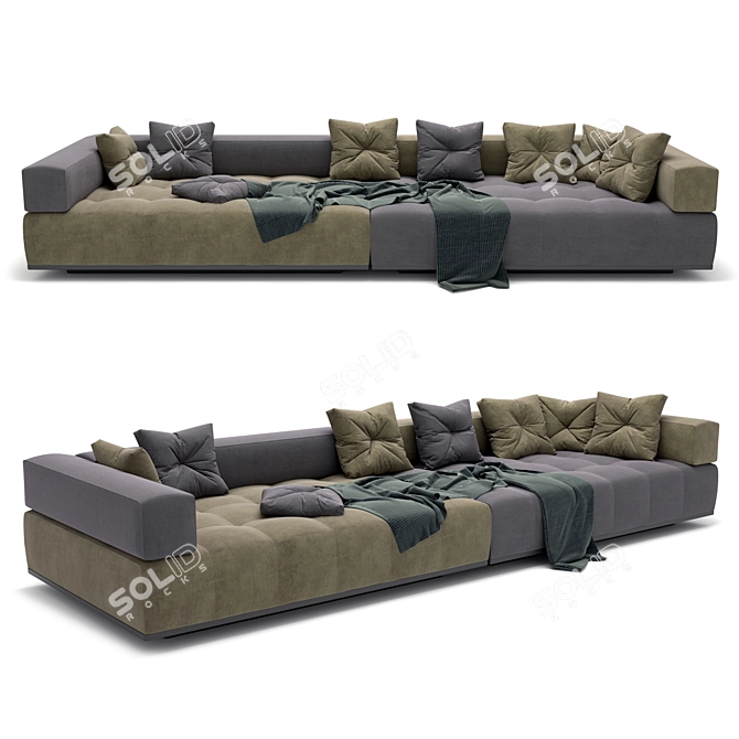 Sleek Clan Minotti Sofa 3D model image 1