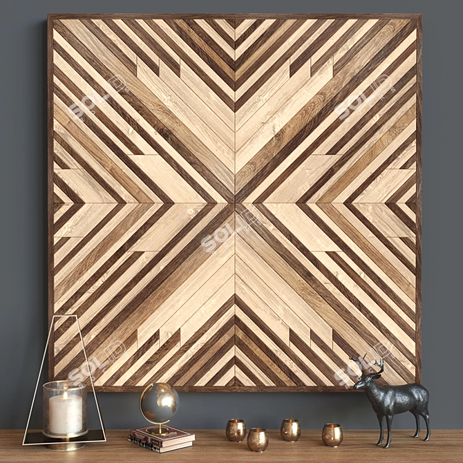 Rustic Geometric Wooden Wall Decor 3D model image 1