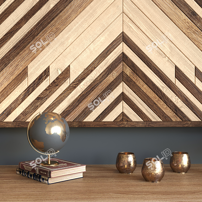 Rustic Geometric Wooden Wall Decor 3D model image 3