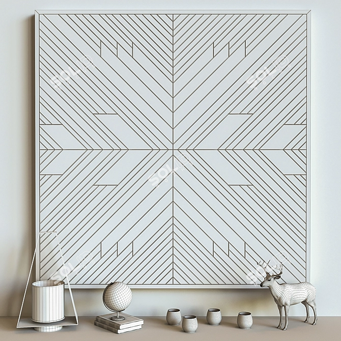 Rustic Geometric Wooden Wall Decor 3D model image 5