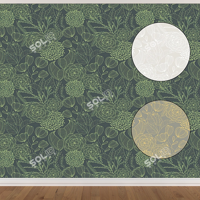 Seamless Wallpaper Set in 3 Colors 3D model image 1