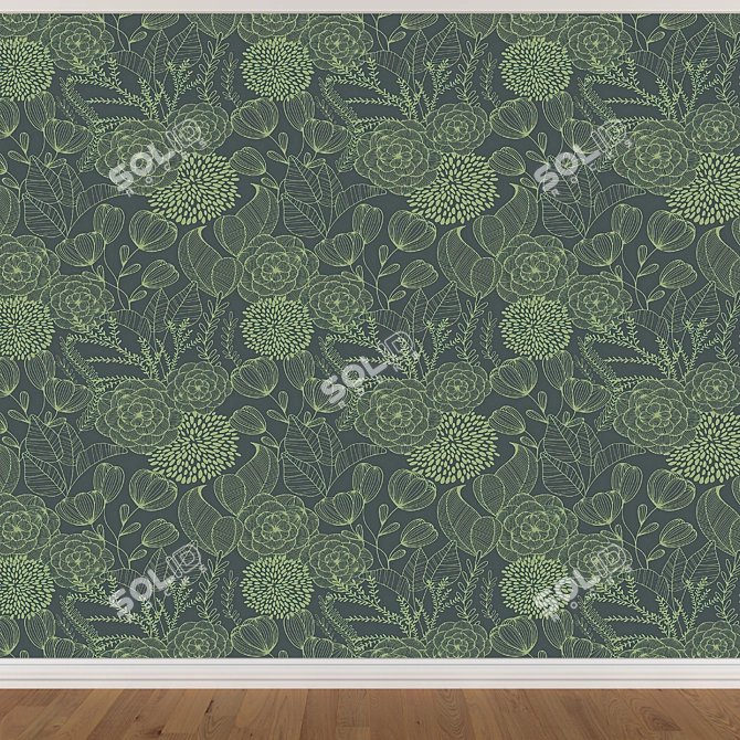 Seamless Wallpaper Set in 3 Colors 3D model image 2