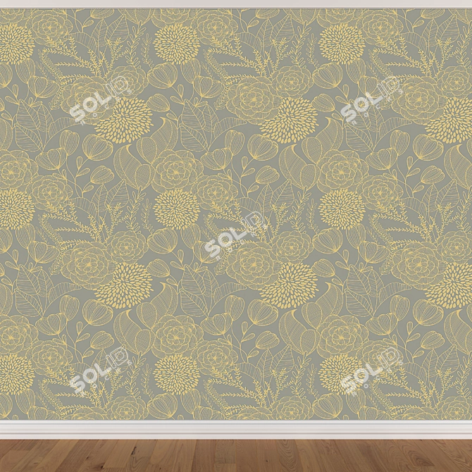 Seamless Wallpaper Set in 3 Colors 3D model image 4