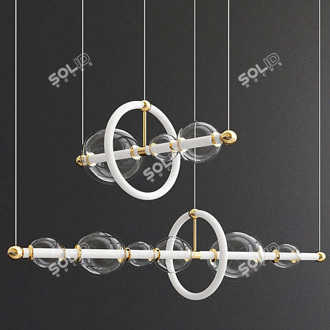 Transparent Ball In-Line Lamp 3D model image 2