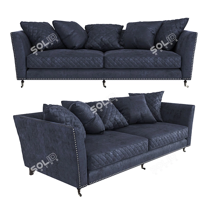 Velvet Sorrento 3-Seater Sofa 3D model image 1