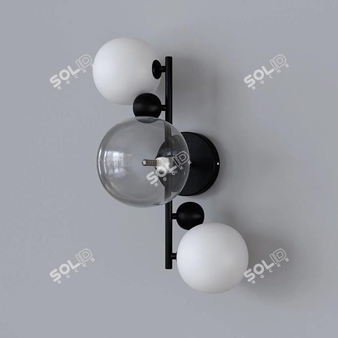 Modern Triple Glass Wall Sconce 3D model image 2