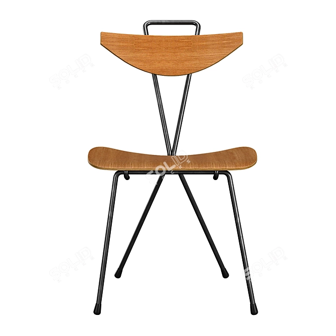 Industrial Plywood Dining Chair 3D model image 2