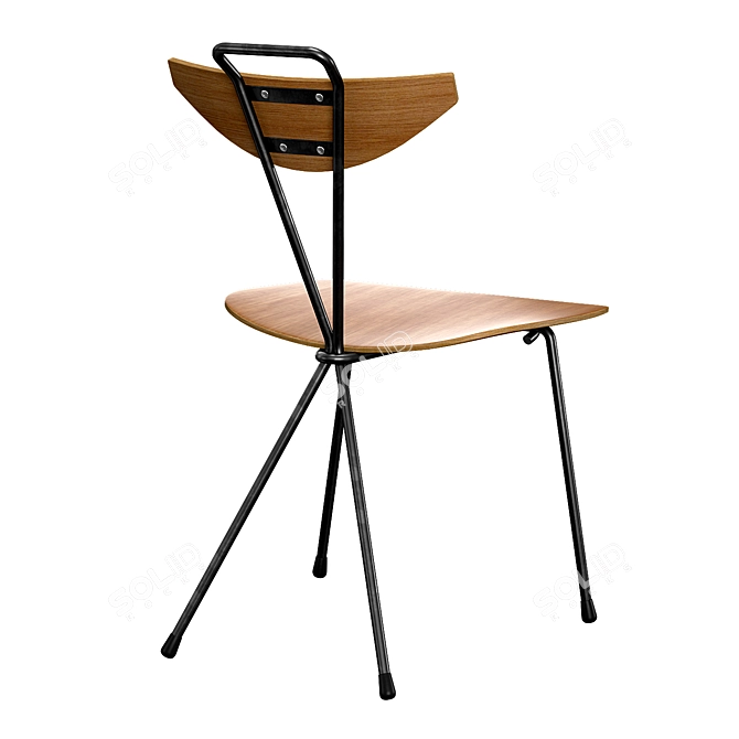 Industrial Plywood Dining Chair 3D model image 3