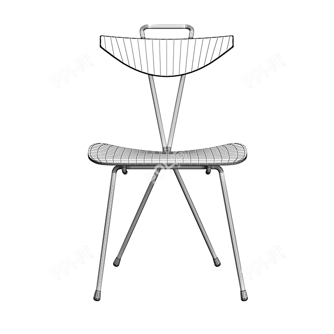 Industrial Plywood Dining Chair 3D model image 5