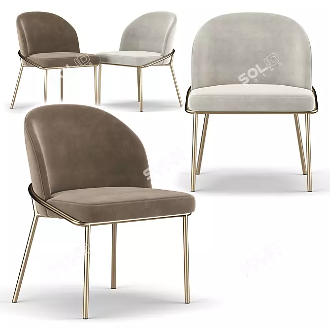 Elegant Janie Dining Chair 3D model image 1