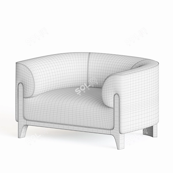 Velvet Wood Armchair: Bob Christophe 3D model image 5