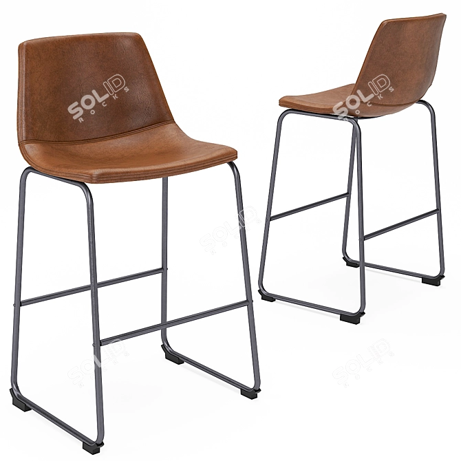 Industrial Bar Table & Stool Set 3D model image 4