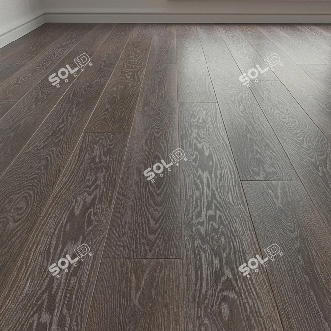 Premium Oak Parquet Floors - Dark Brown 3D model image 1