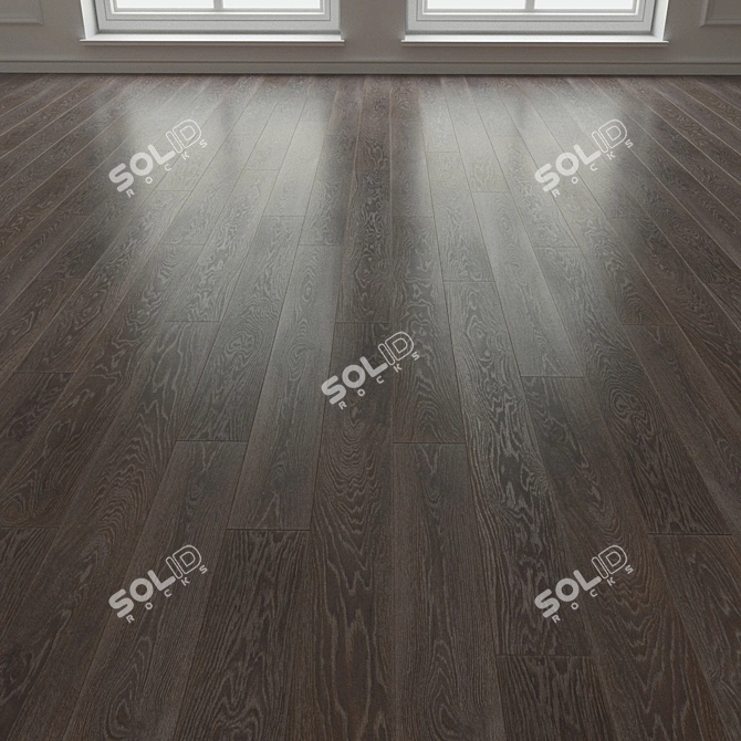 Premium Oak Parquet Floors - Dark Brown 3D model image 3