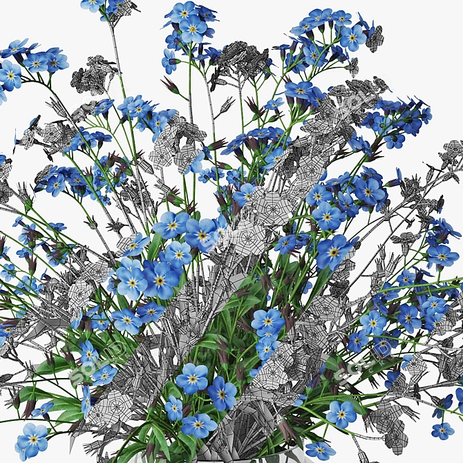 Ethereal Myosotis Vase: Stunning Floral Sculpture 3D model image 5